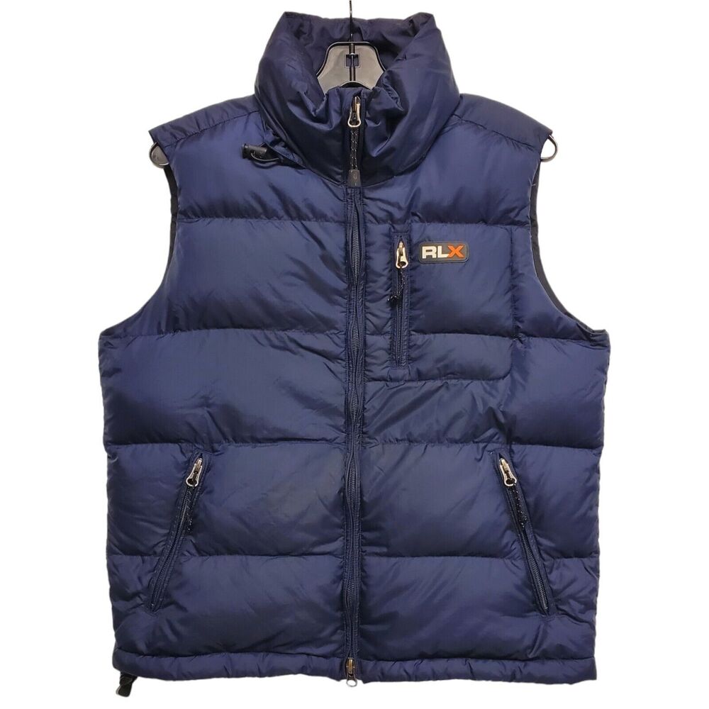 POLO SPORT RLX Vest Womens Medium Blue Puffer Jacket Full Zip Outdoor Winter